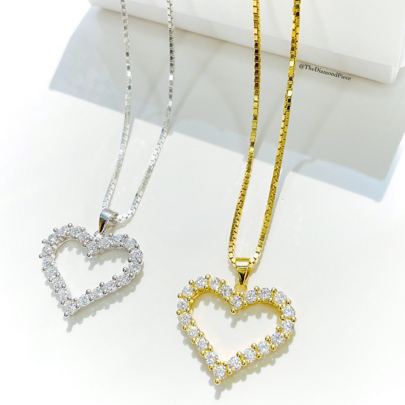Sterling Silver CZ Diamond Heart Pendant Necklace