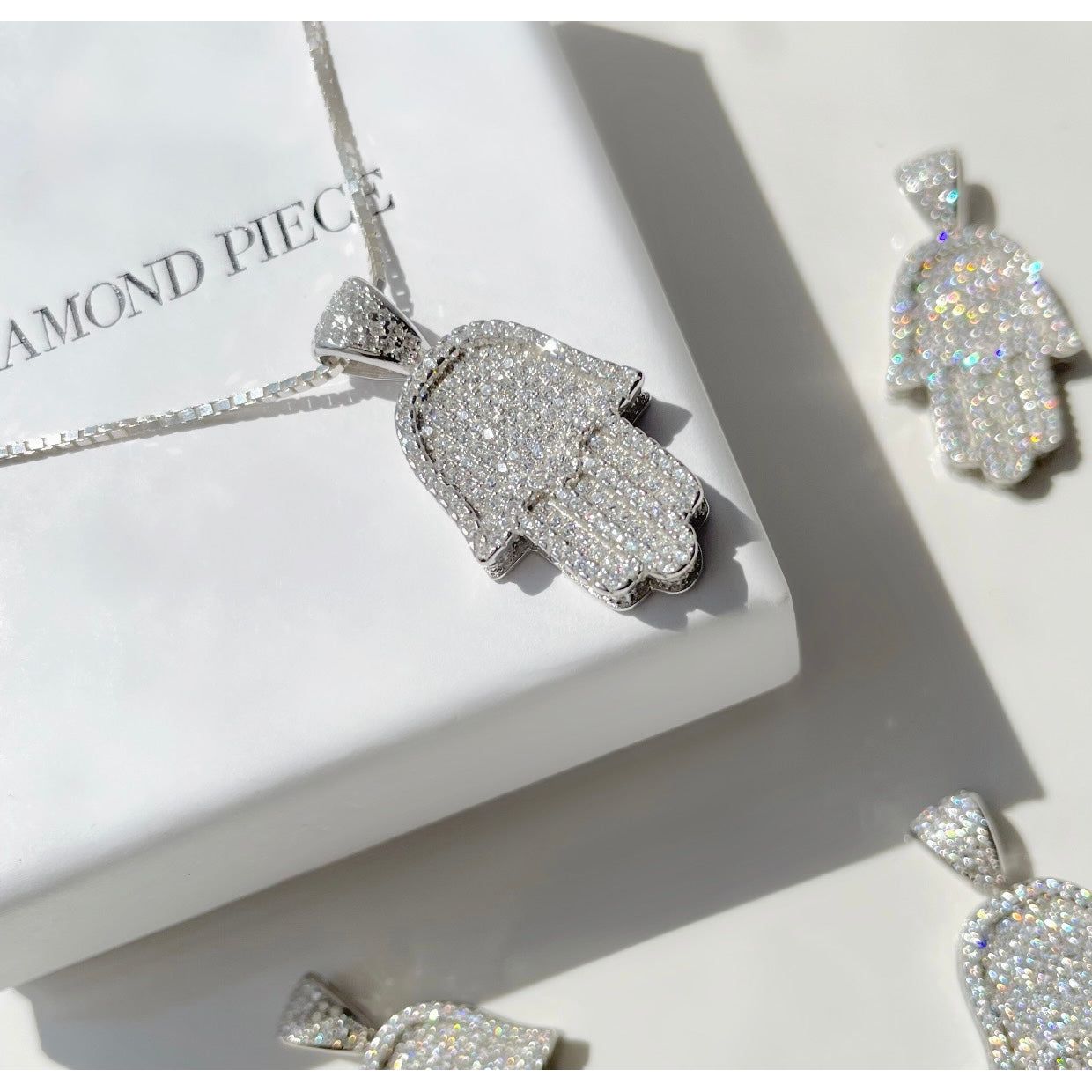 CZ Diamond Hamsa Pendant Necklace