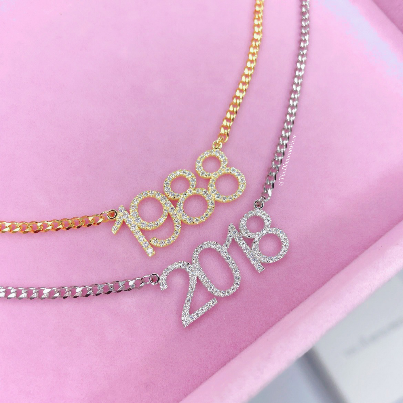 CZ Diamond Custom Year Necklace