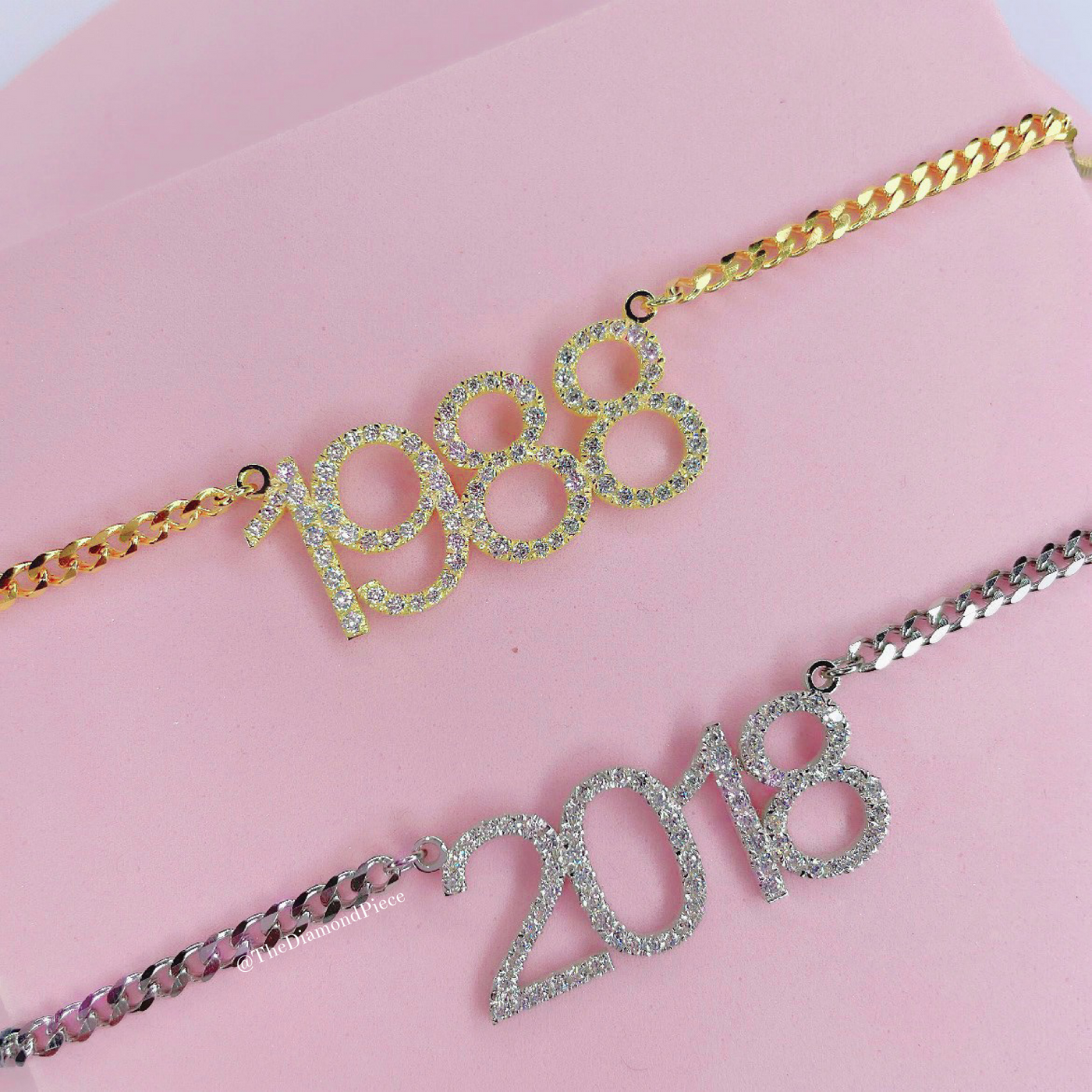 CZ Diamond Custom Year Necklace
