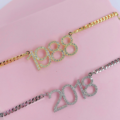 CZ Diamond Custom Year Necklace