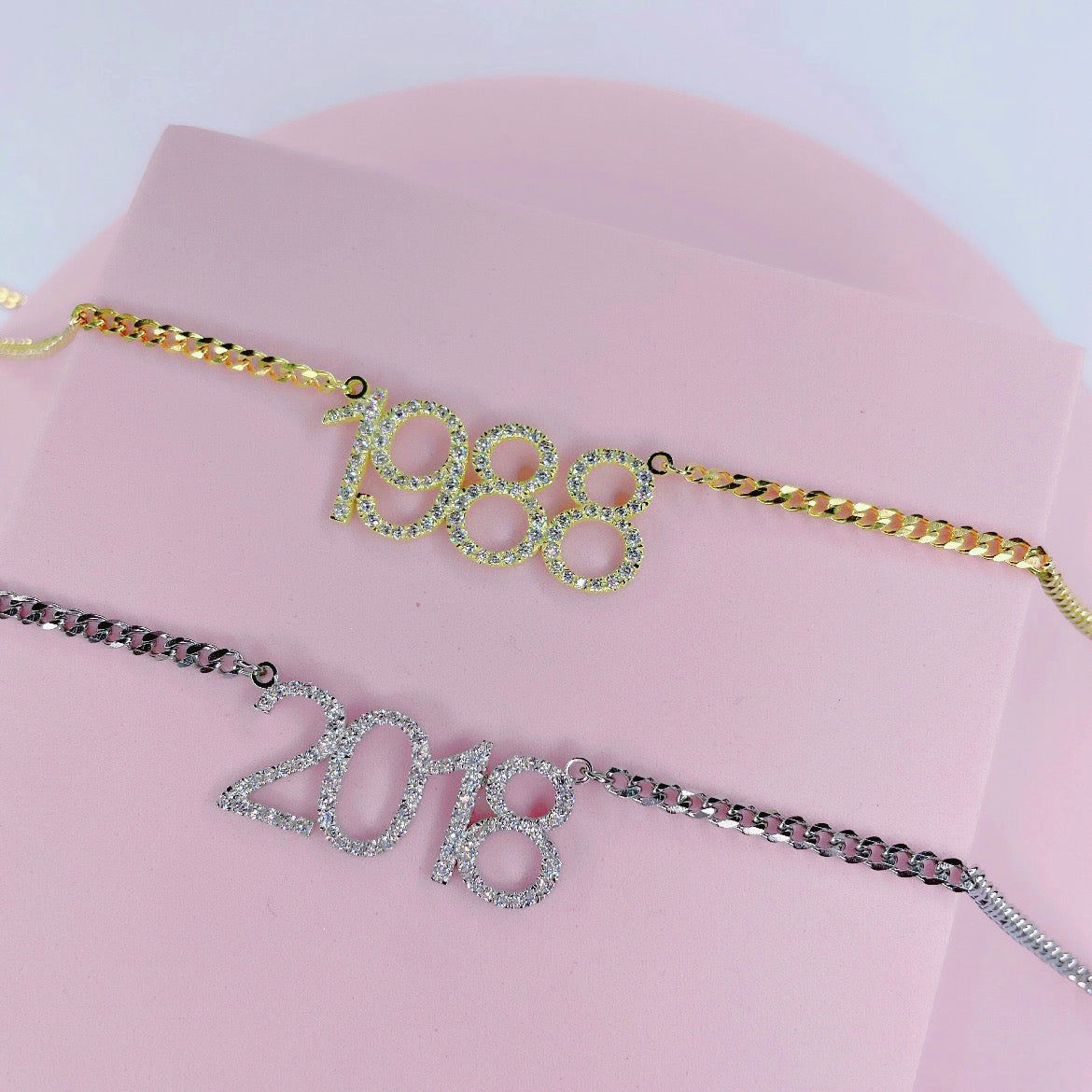 CZ Diamond Custom Year Necklace