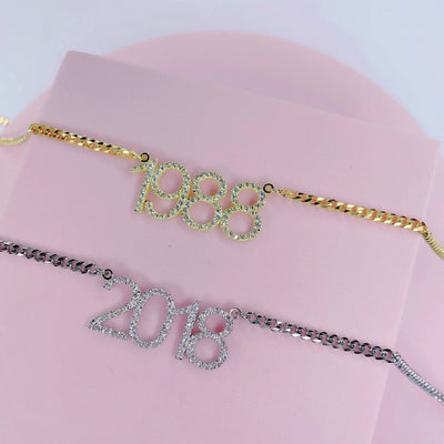 CZ Diamond Custom Year Necklace