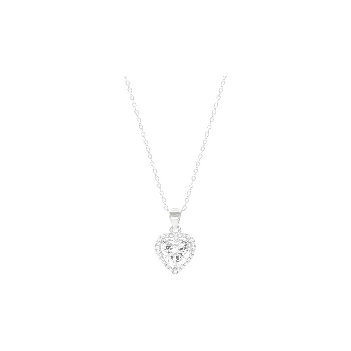 Sterling Silver Halo Heart Pendant Necklace