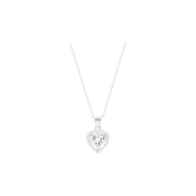 Sterling Silver Halo Heart Pendant Necklace