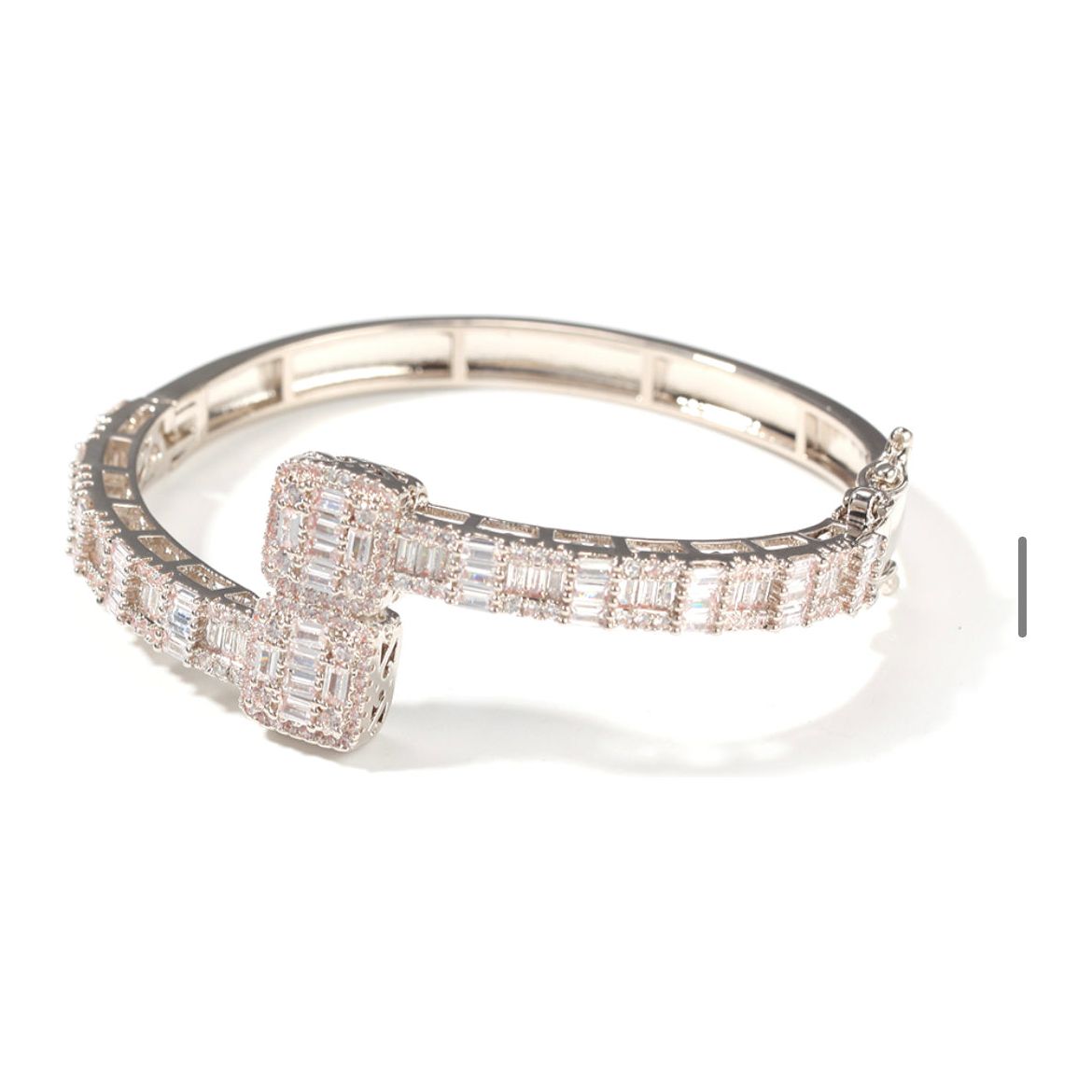 CZ Diamond Baguette Cluster Bangle