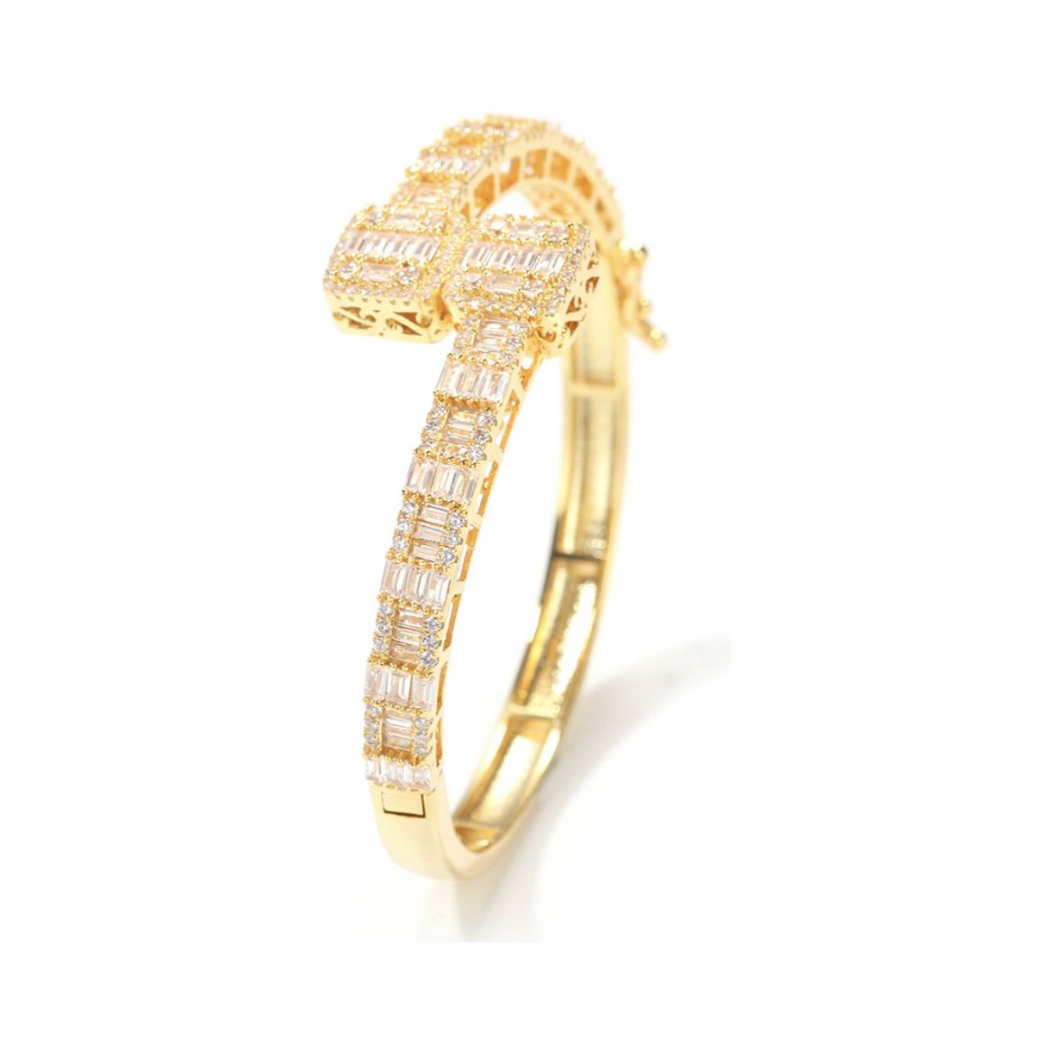 CZ Diamond Baguette Cluster Bangle