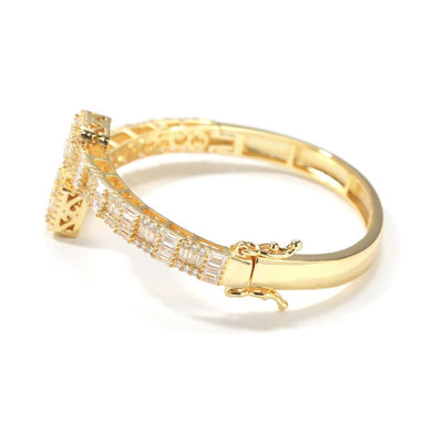 CZ Diamond Baguette Cluster Bangle