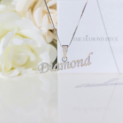 Sterling Silver Custom CZ Diamond Name Necklace