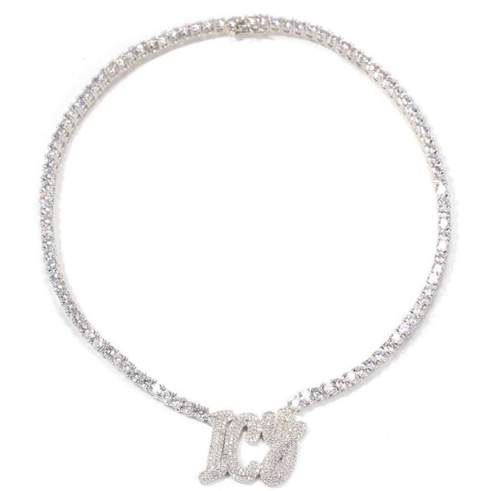 Custom CZ Diamond Tennis Name Necklace