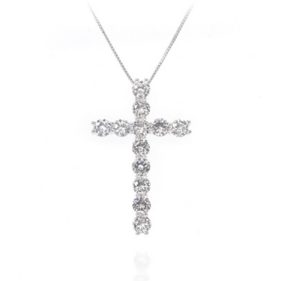 Sterling Silver CZ Diamond Cross Necklace