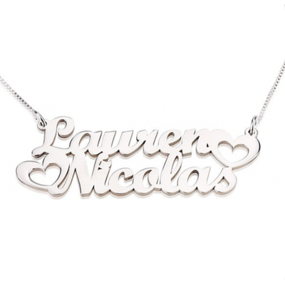 Two Name Double Heart Necklace
