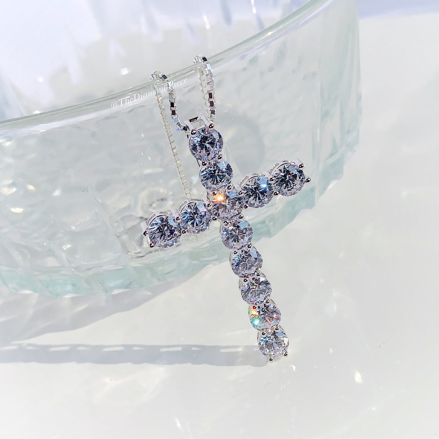 Sterling Silver CZ Diamond Cross Necklace