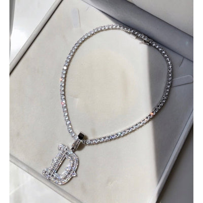 CZ Diamond Initial Pendant Necklace