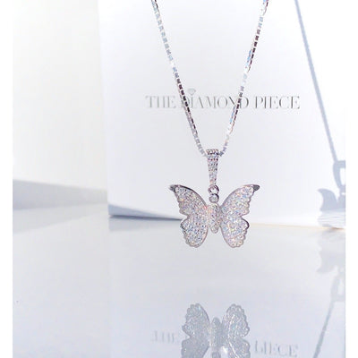 Pave' Diamond Butterfly Necklace