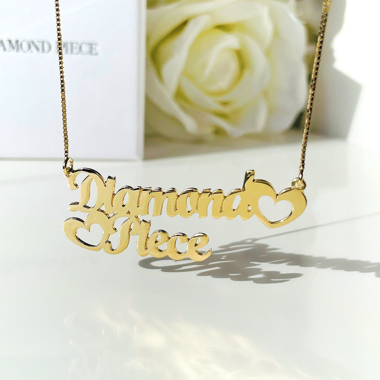 Two Name Double Heart Necklace