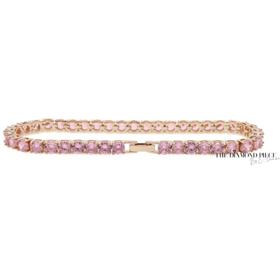 Pink Rose Gold Tennis Anklet