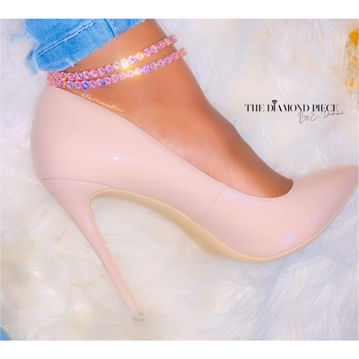 Pink Rose Gold Tennis Anklet