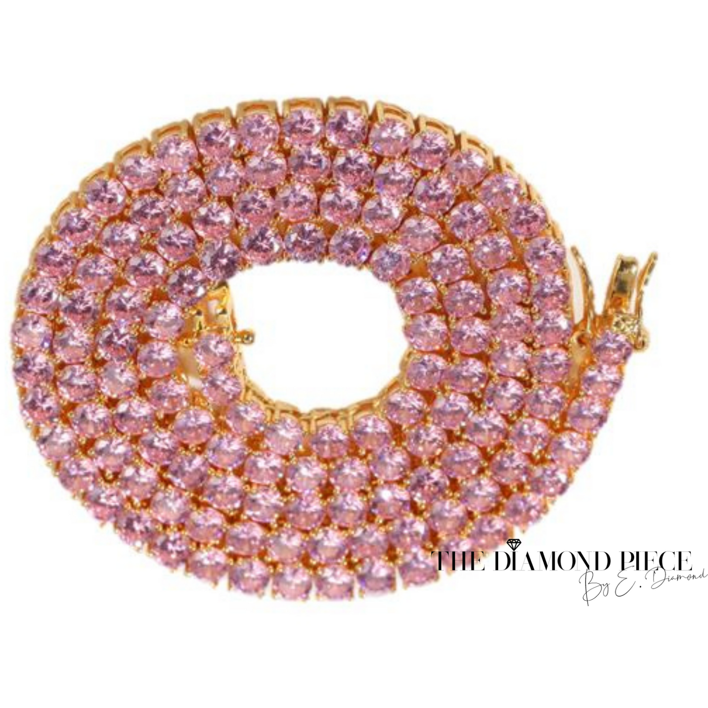 Pink and Gold Tennis Necklace