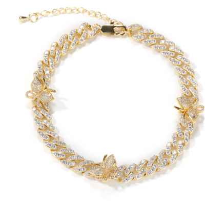 Adjustable Butterfly Cuban Link Anklet