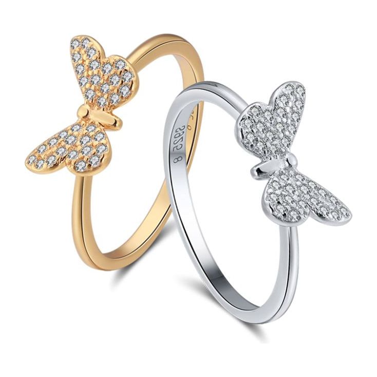 .925 Sterling Silver Delicate Butterfly Ring