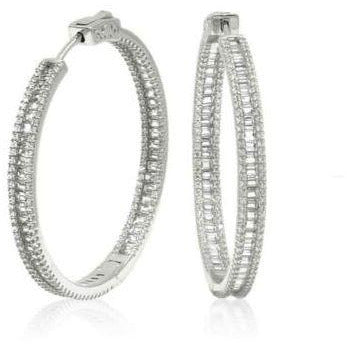 Diamond Luxe .925 Sterling Silver Hoop Earrings