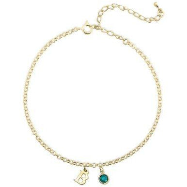 Initial Birthstone Anklet