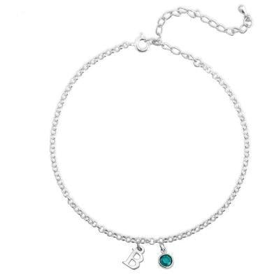 Initial Birthstone Anklet