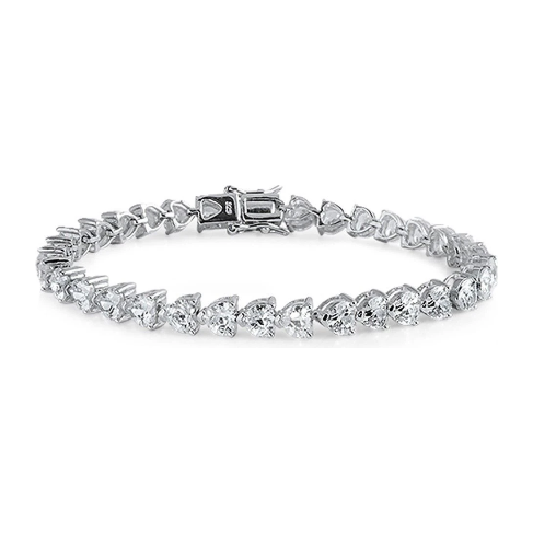 Sterling Silver Heart Tennis Bracelet