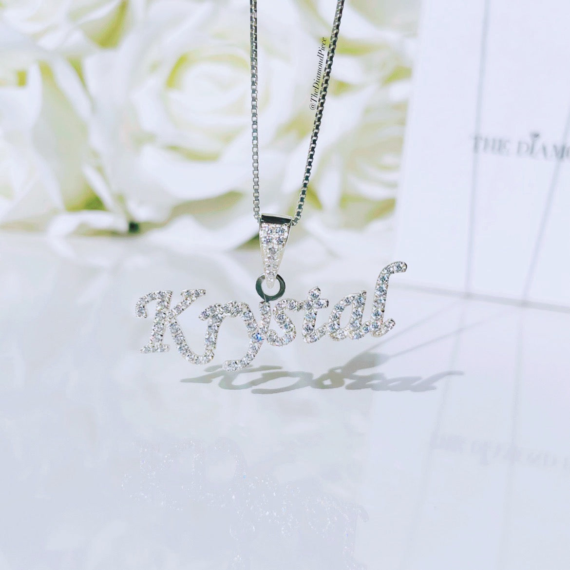 Sterling Silver Custom CZ Diamond Name Necklace